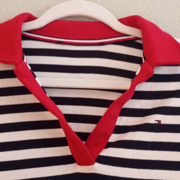 Tommy Hilfiger Classic Tennis Prep Red White Navy Blue Johnny Collar Polo Dress - Picture 4 of 6